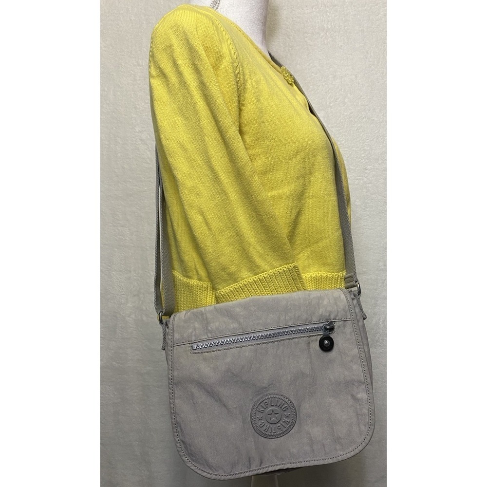 Kipling Lightweight Fold Over Flap Everyday Crossbody Purse, Light Gray